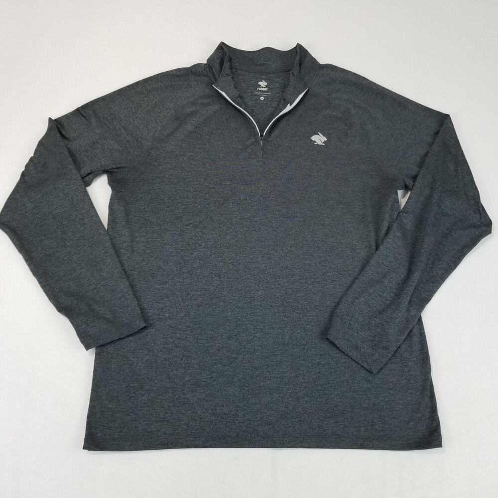 Rabbit Running Quarter Zip Pullover Men Large Gray Performance Thumbholes RM254